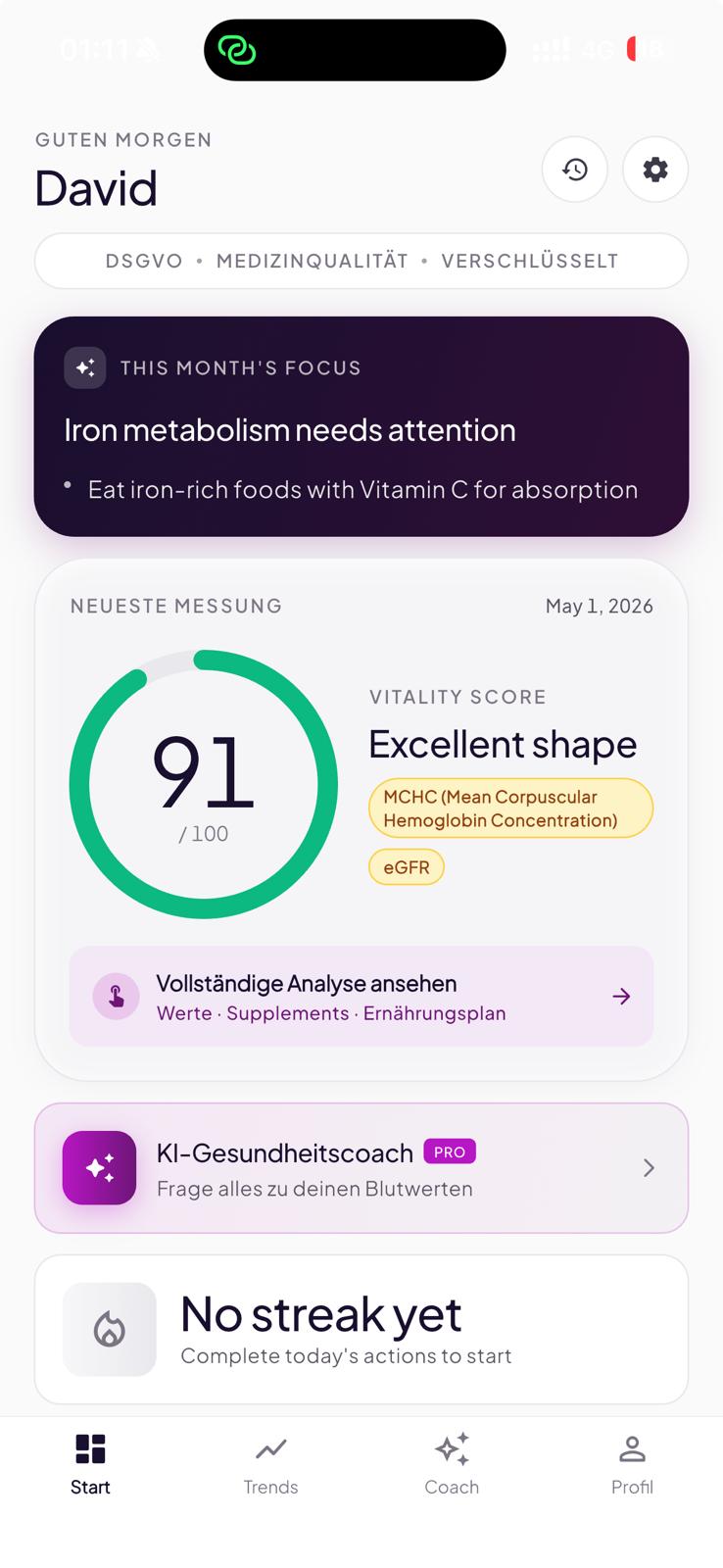 Home · Vitality score